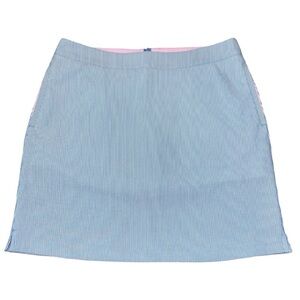 Greg Norman Blue and White Seersucker Golf Skort